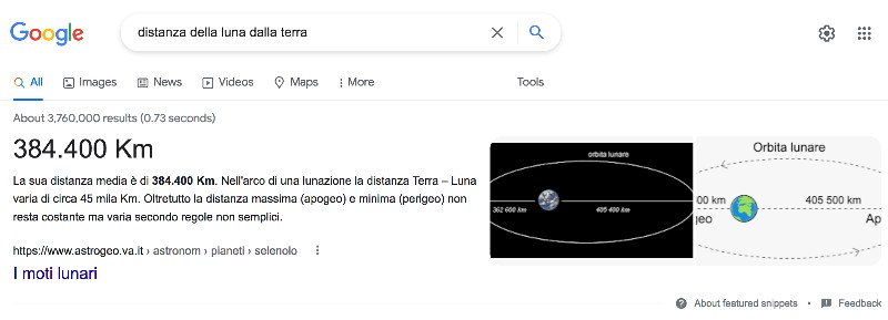 google featured snippet esempio